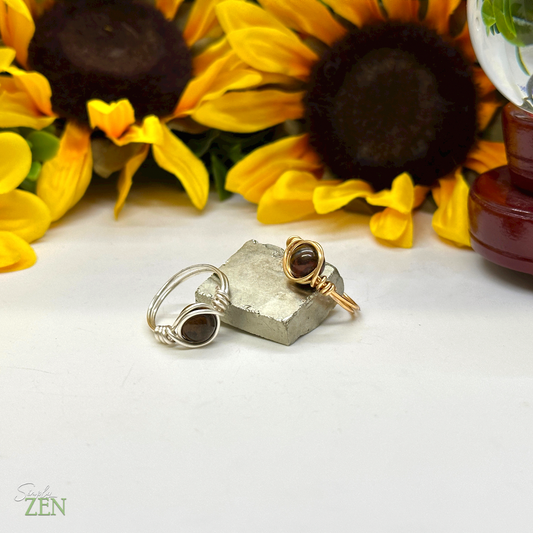 Tigers Eye Crystal Energy Ring - Copper Gold Style