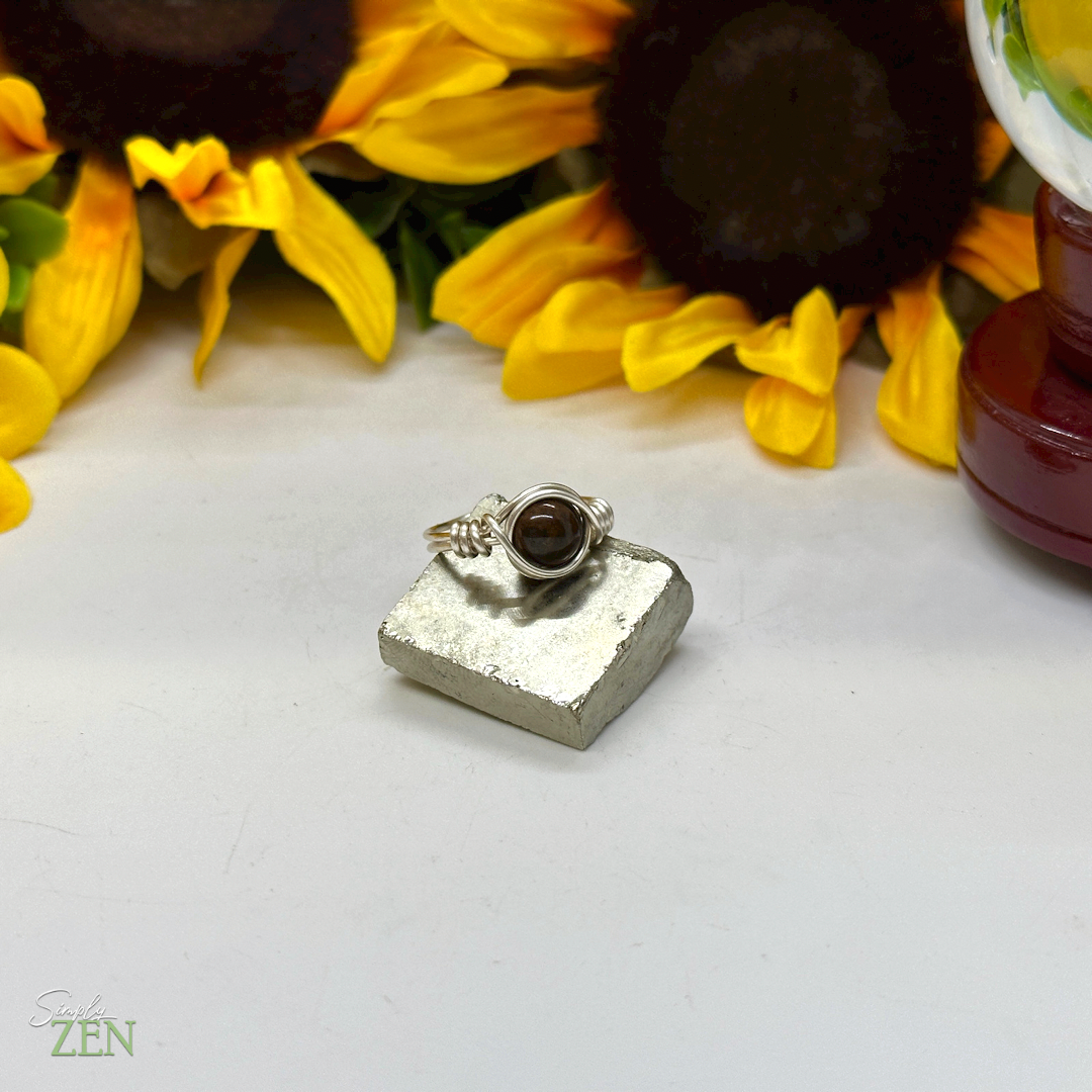 Tigers Eye Crystal Energy Ring - Silver Style